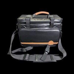 Vintage Mohawk Black Camera Gear Bag 14x9x9 Padded Shoulder Strap Leather Trim